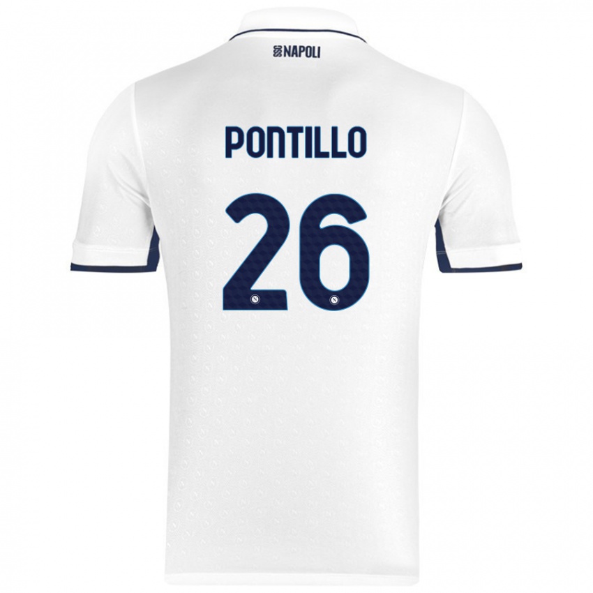 Niño Camiseta Pasquale Pontillo #26 Blanco Azul Real 2ª Equipación 2024/25 La Camisa Chile