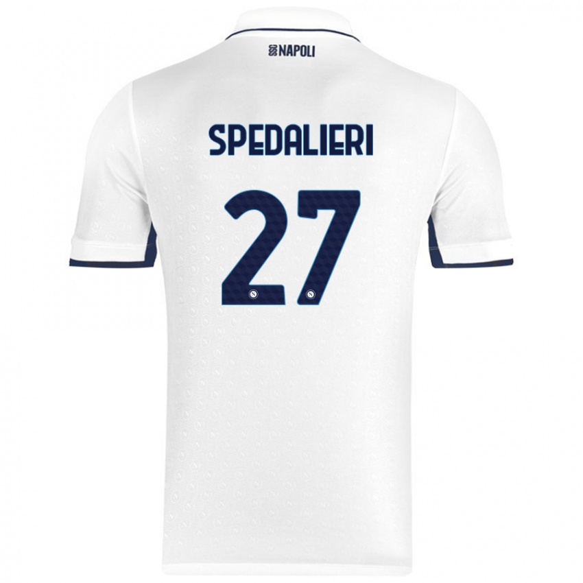 Niño Camiseta Johnatan Andrea Spedalieri #27 Blanco Azul Real 2ª Equipación 2024/25 La Camisa Chile