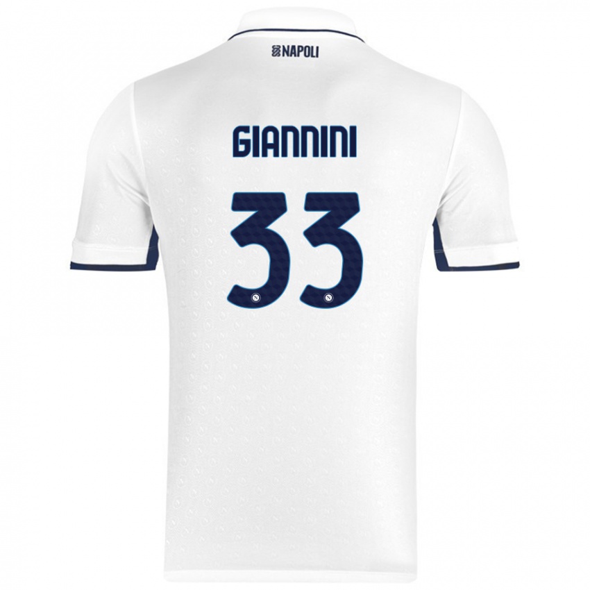 Niño Camiseta Enrico Giannini #33 Blanco Azul Real 2ª Equipación 2024/25 La Camisa Chile