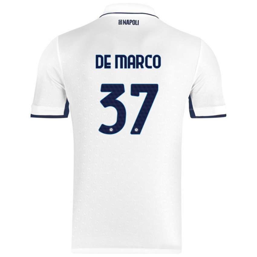 Niño Camiseta Francesco De Marco #37 Blanco Azul Real 2ª Equipación 2024/25 La Camisa Chile