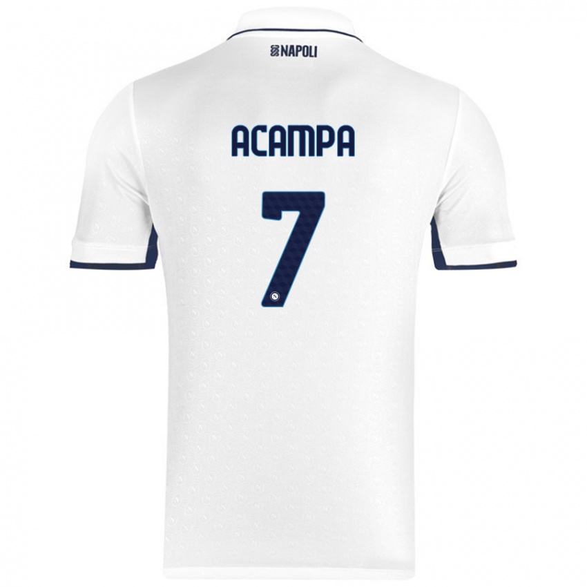 Niño Camiseta Davide Acampa #7 Blanco Azul Real 2ª Equipación 2024/25 La Camisa Chile