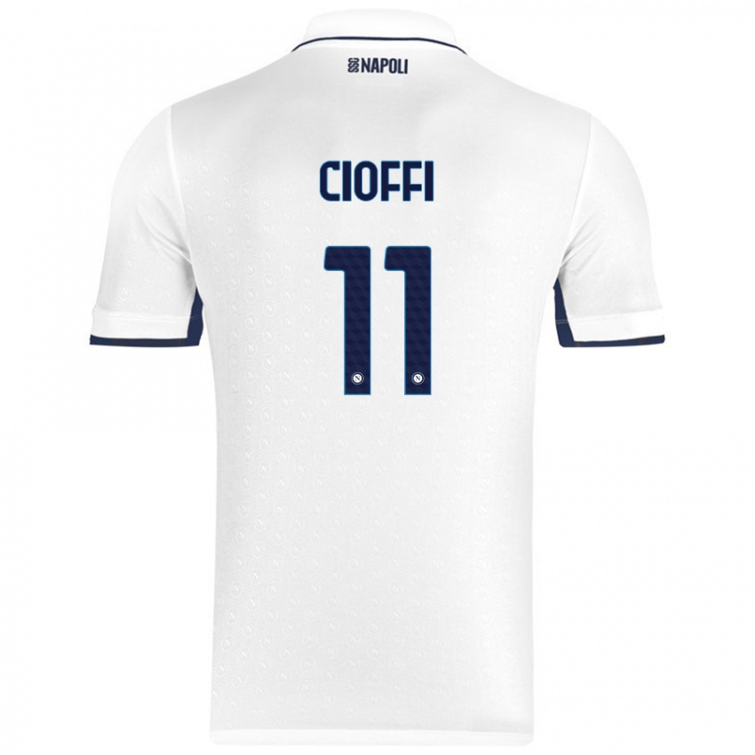 Niño Camiseta Antonio Cioffi #11 Blanco Azul Real 2ª Equipación 2024/25 La Camisa Chile