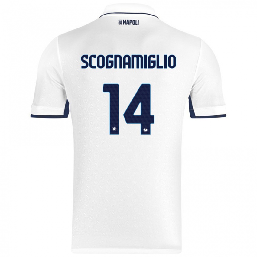 Niño Camiseta Fabio Scognamiglio #14 Blanco Azul Real 2ª Equipación 2024/25 La Camisa Chile