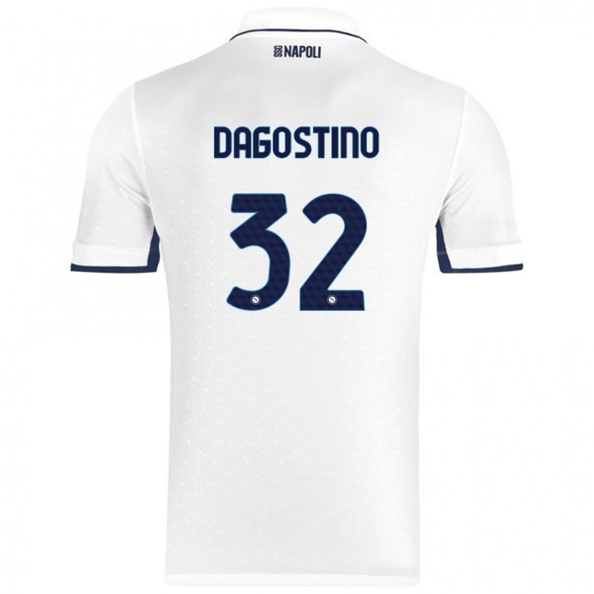 Niño Camiseta Giuseppe Dagostino #32 Blanco Azul Real 2ª Equipación 2024/25 La Camisa Chile