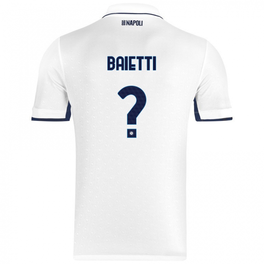 Niño Camiseta Francesco Baietti #0 Blanco Azul Real 2ª Equipación 2024/25 La Camisa Chile