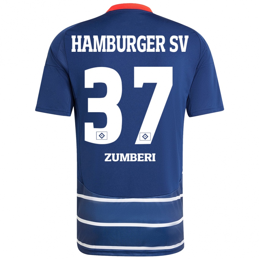 Niño Camiseta Valon Zumberi #37 Azul Oscuro 2ª Equipación 2024/25 La Camisa Chile