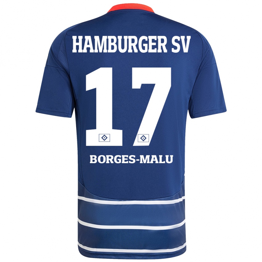 Niño Camiseta Louis Borges-Malu #17 Azul Oscuro 2ª Equipación 2024/25 La Camisa Chile