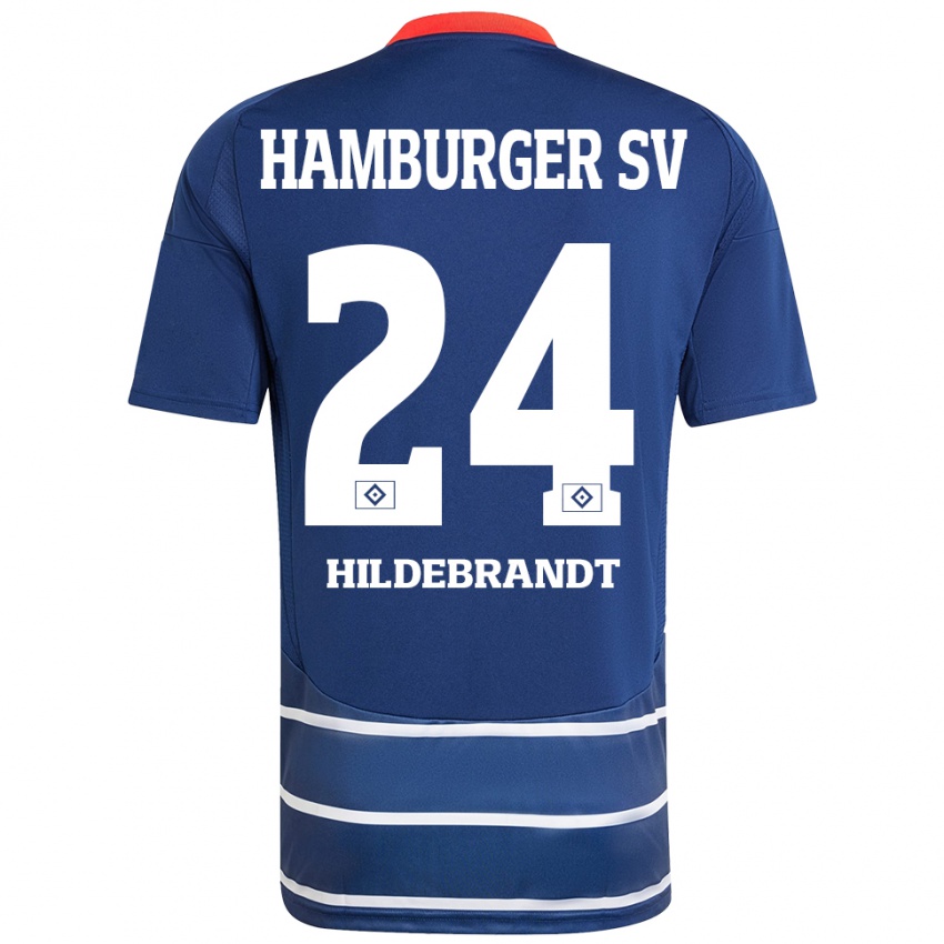 Niño Camiseta Tjark Hildebrandt #24 Azul Oscuro 2ª Equipación 2024/25 La Camisa Chile