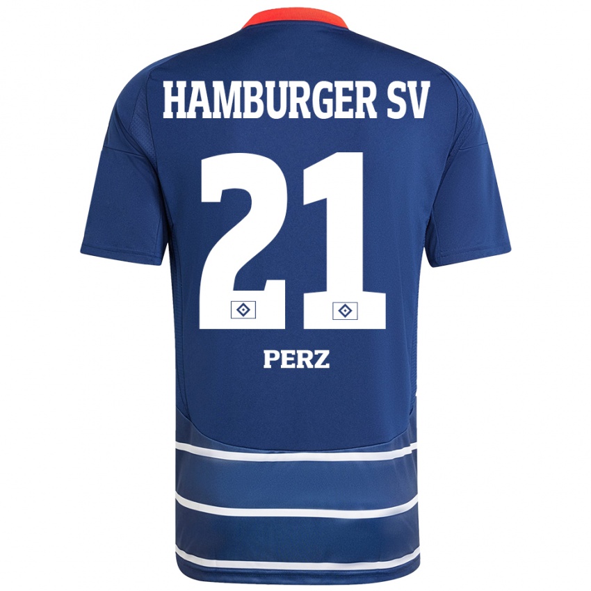 Niño Camiseta Marcel Perz #21 Azul Oscuro 2ª Equipación 2024/25 La Camisa Chile