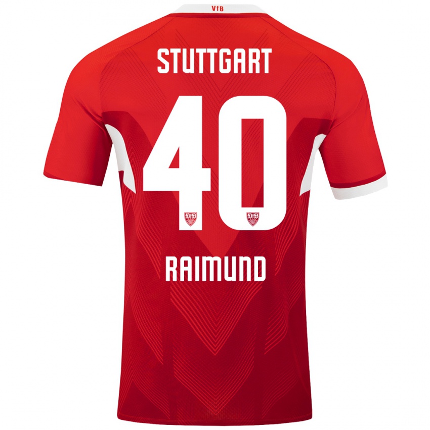 Niño Camiseta Luca Raimund #40 Rojo Blanco 2ª Equipación 2024/25 La Camisa Chile