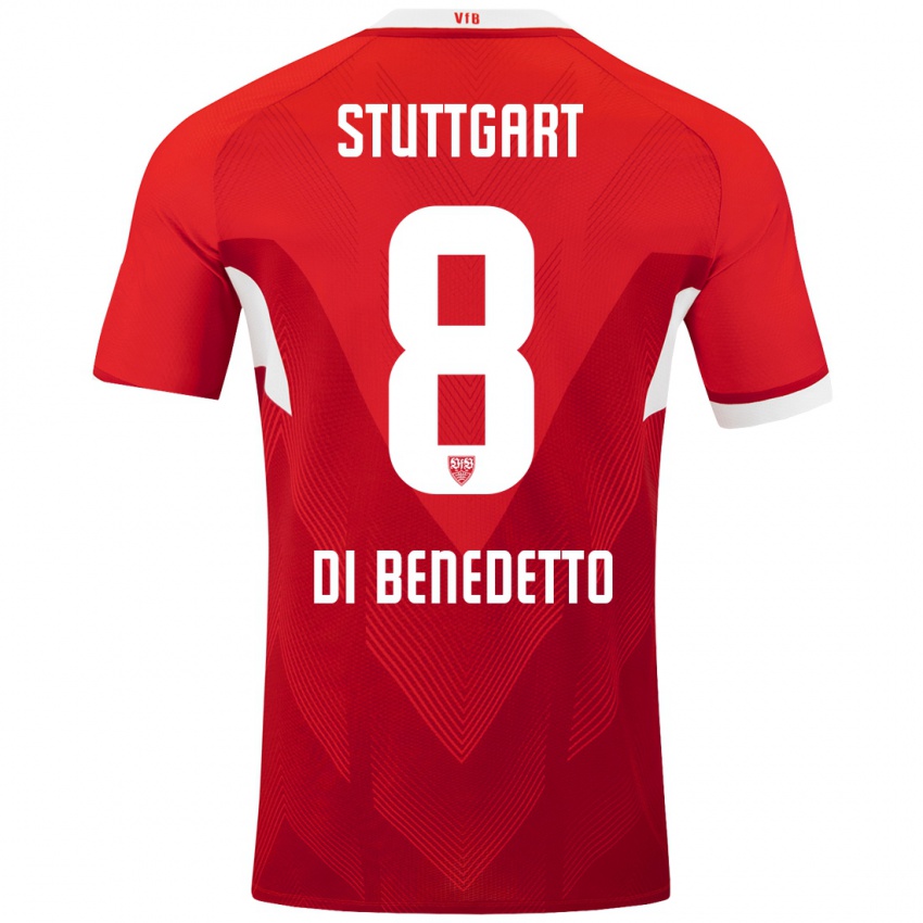 Niño Camiseta Samuele Di Benedetto #8 Rojo Blanco 2ª Equipación 2024/25 La Camisa Chile