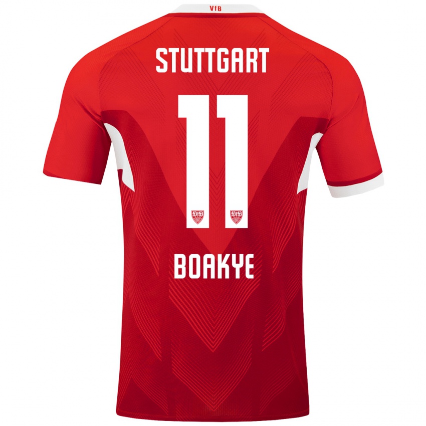 Niño Camiseta Benjamin Boakye #11 Rojo Blanco 2ª Equipación 2024/25 La Camisa Chile