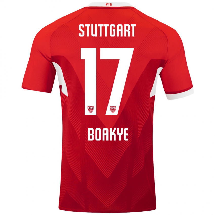 Niño Camiseta Maurice Boakye #17 Rojo Blanco 2ª Equipación 2024/25 La Camisa Chile