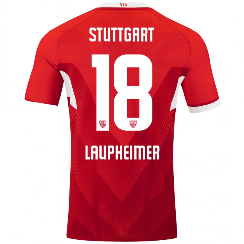 Niño Camiseta Lukas Laupheimer #18 Rojo Blanco 2ª Equipación 2024/25 La Camisa Chile