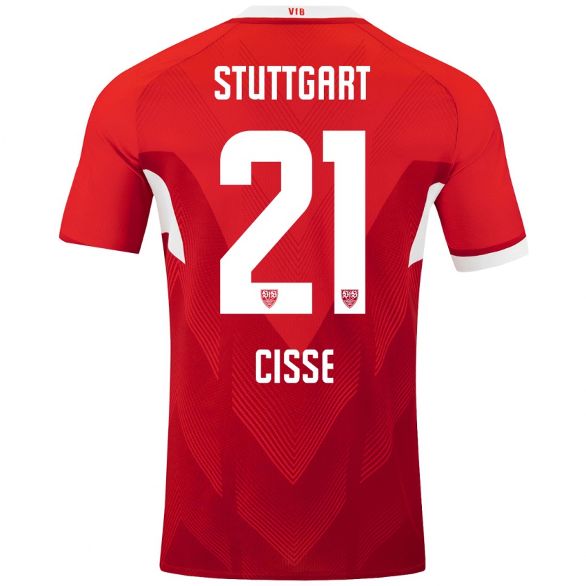 Niño Camiseta Moussa Cissé #21 Rojo Blanco 2ª Equipación 2024/25 La Camisa Chile