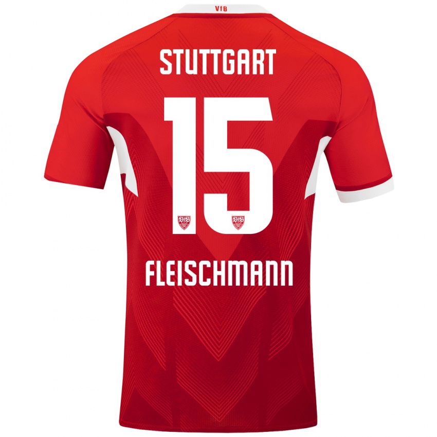 Niño Camiseta Svea Fleischmann #15 Rojo Blanco 2ª Equipación 2024/25 La Camisa Chile