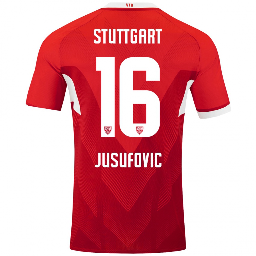 Niño Camiseta Farah Jusufović #16 Rojo Blanco 2ª Equipación 2024/25 La Camisa Chile