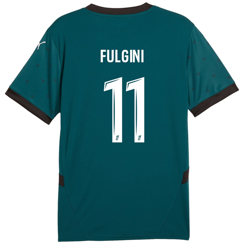 Niño Camiseta Angelo Fulgini #11 Verde Oscuro 2ª Equipación 2024/25 La Camisa Chile