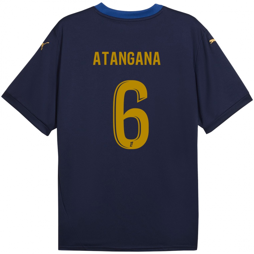 Niño Camiseta Valentin Atangana Edoa #6 Azul Marino Dorado 2ª Equipación 2024/25 La Camisa Chile