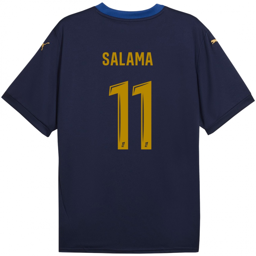 Niño Camiseta Amine Salama #11 Azul Marino Dorado 2ª Equipación 2024/25 La Camisa Chile