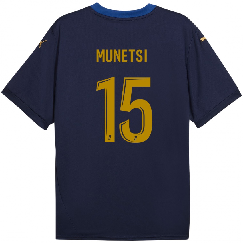 Niño Camiseta Marshall Munetsi #15 Azul Marino Dorado 2ª Equipación 2024/25 La Camisa Chile