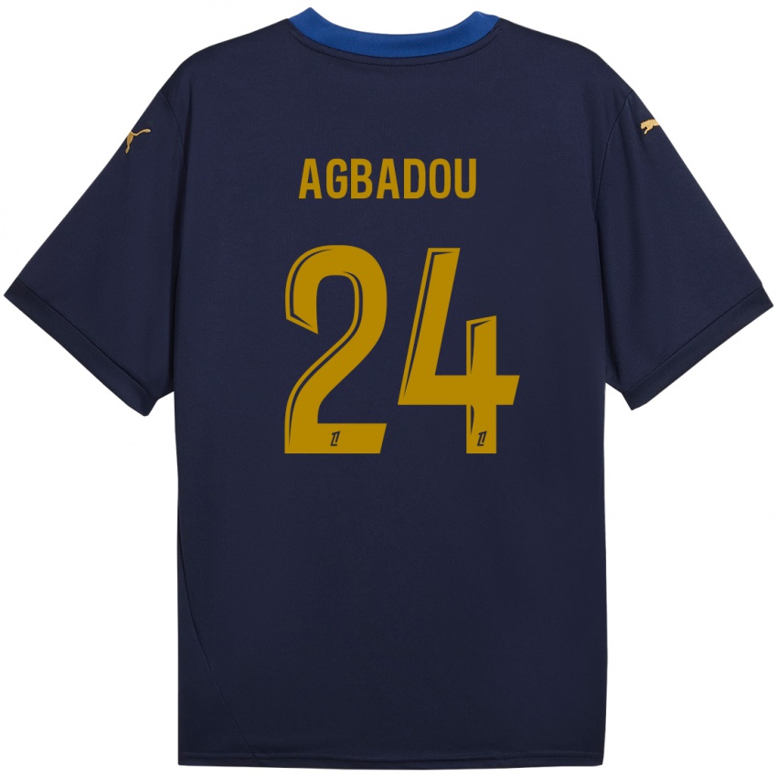 Niño Camiseta Emmanuel Agbadou #24 Azul Marino Dorado 2ª Equipación 2024/25 La Camisa Chile