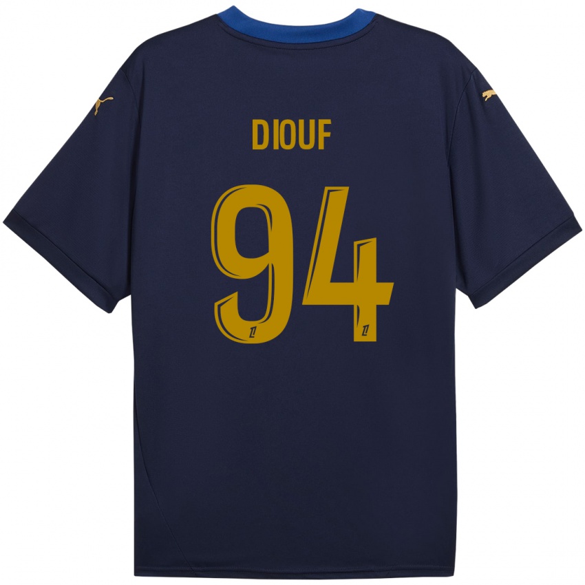 Niño Camiseta Yehvann Diouf #94 Azul Marino Dorado 2ª Equipación 2024/25 La Camisa Chile