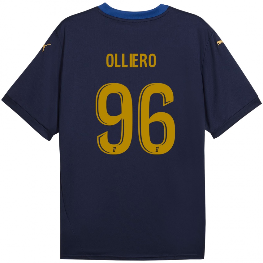 Niño Camiseta Alexandre Olliero #96 Azul Marino Dorado 2ª Equipación 2024/25 La Camisa Chile