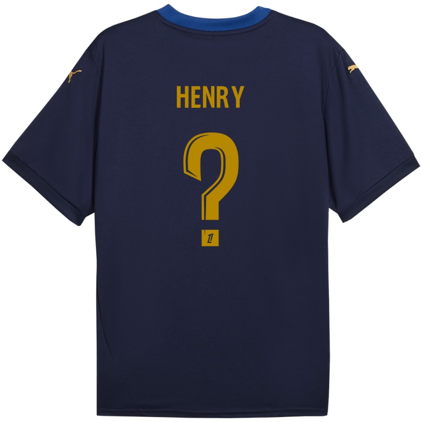 Niño Camiseta Kobi Henry #0 Azul Marino Dorado 2ª Equipación 2024/25 La Camisa Chile