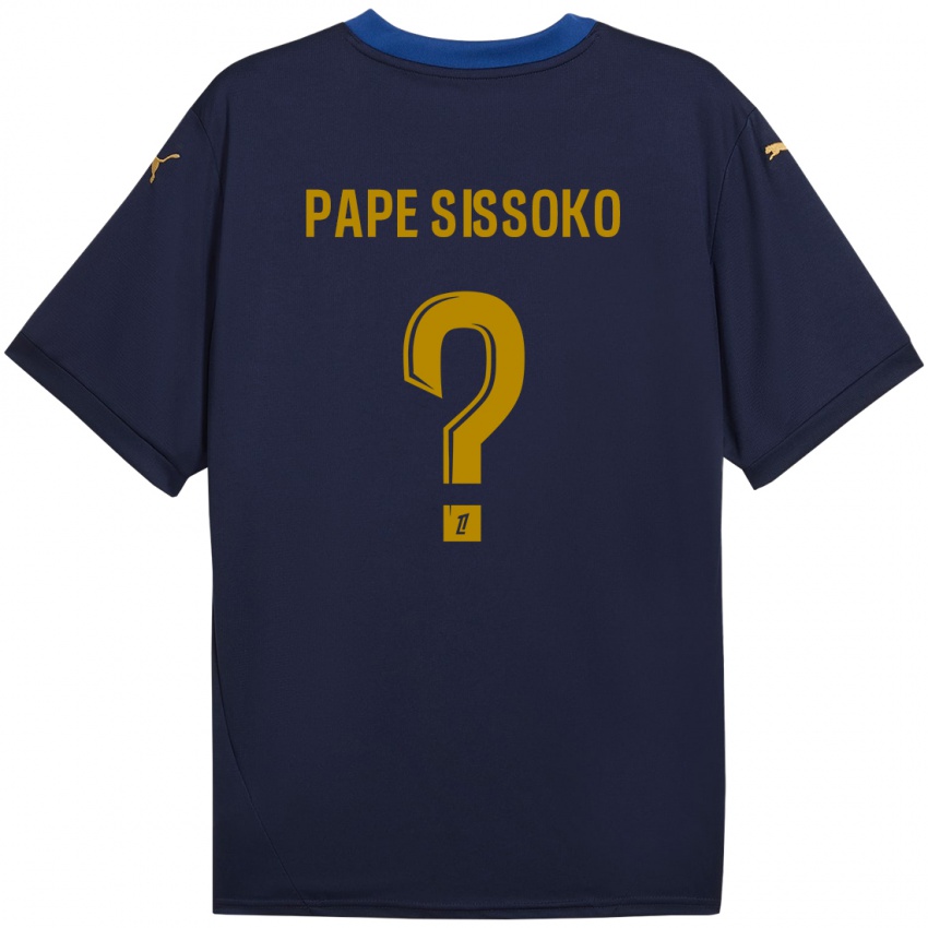 Niño Camiseta Niama Pape Sissoko #0 Azul Marino Dorado 2ª Equipación 2024/25 La Camisa Chile