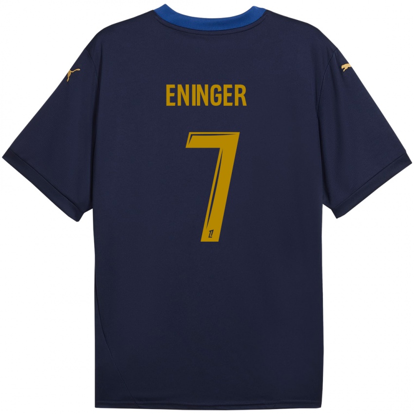 Niño Camiseta Thelma Eninger #7 Azul Marino Dorado 2ª Equipación 2024/25 La Camisa Chile