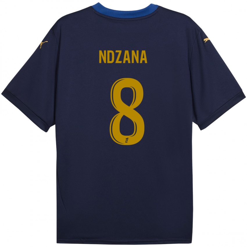 Niño Camiseta Colette Ndzana Fegue #8 Azul Marino Dorado 2ª Equipación 2024/25 La Camisa Chile