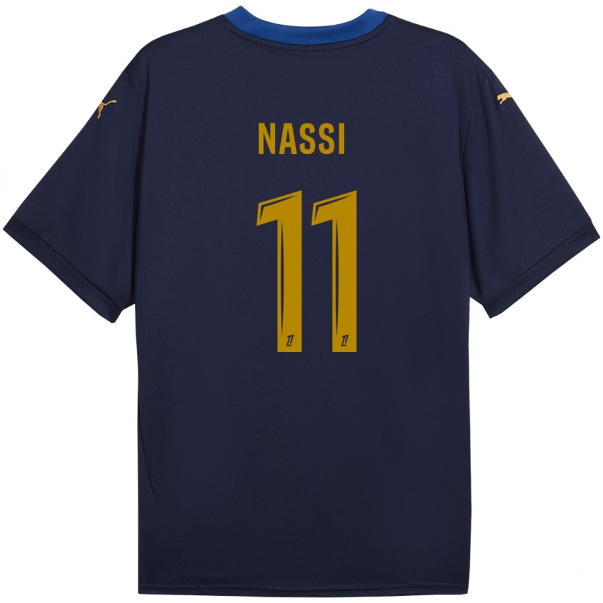 Niño Camiseta Jade Nassi #11 Azul Marino Dorado 2ª Equipación 2024/25 La Camisa Chile