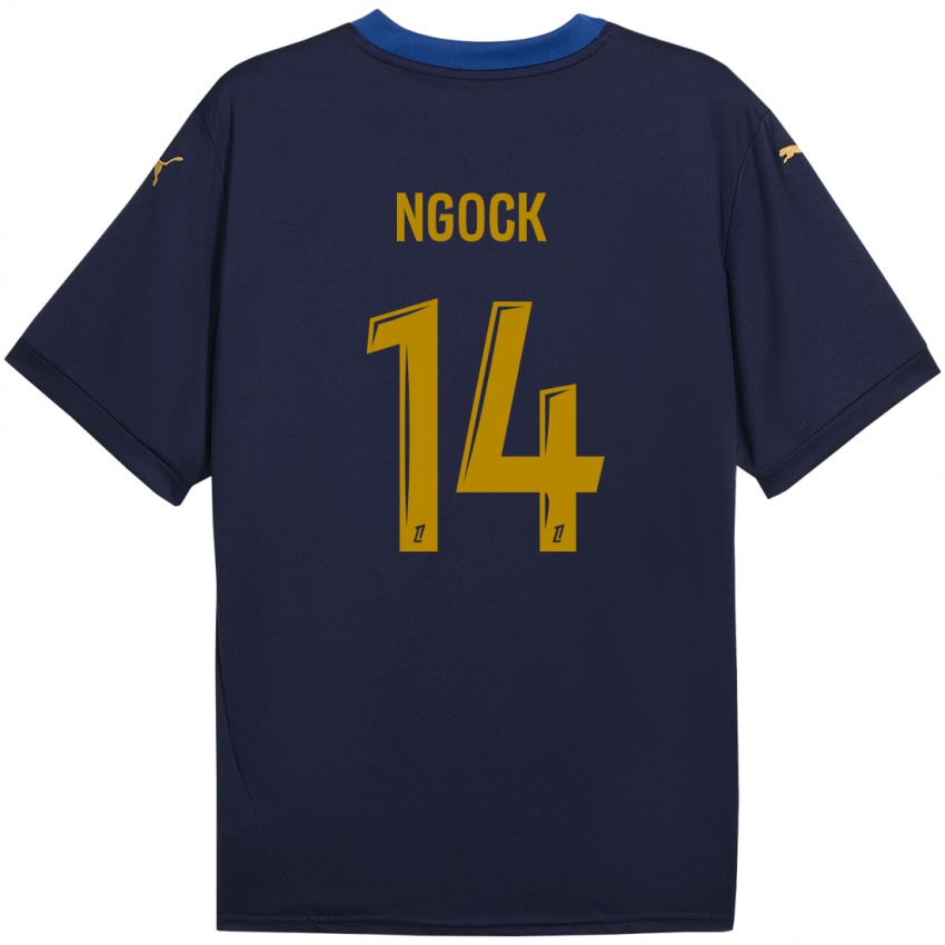 Niño Camiseta Monique Ngock #14 Azul Marino Dorado 2ª Equipación 2024/25 La Camisa Chile