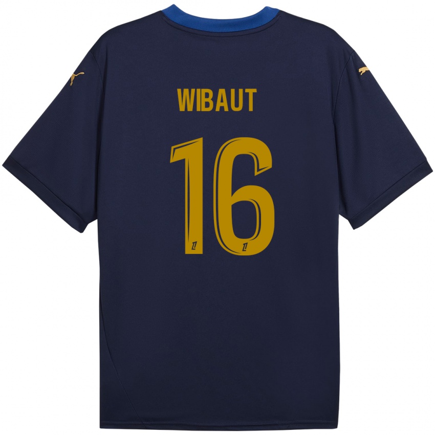 Niño Camiseta Clara Wibaut #16 Azul Marino Dorado 2ª Equipación 2024/25 La Camisa Chile