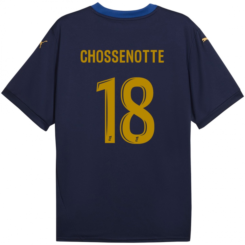 Niño Camiseta Shana Chossenotte #18 Azul Marino Dorado 2ª Equipación 2024/25 La Camisa Chile