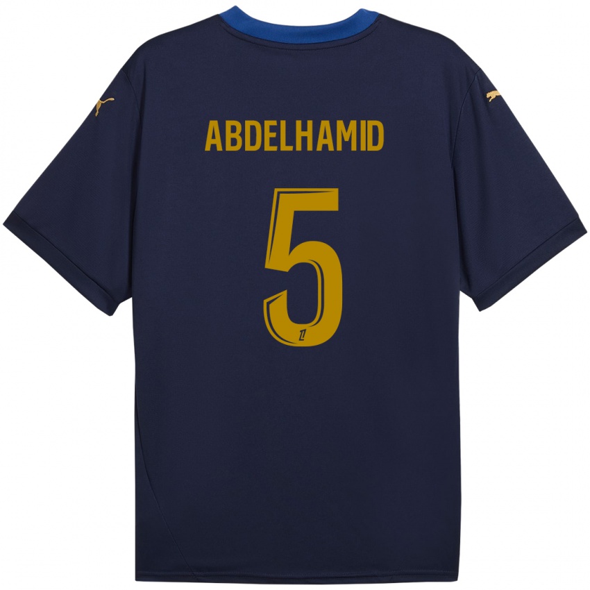 Niño Camiseta Yunis Abdelhamid #5 Azul Marino Dorado 2ª Equipación 2024/25 La Camisa Chile