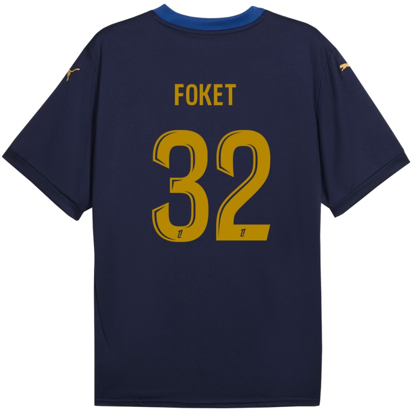 Niño Camiseta Thomas Foket #32 Azul Marino Dorado 2ª Equipación 2024/25 La Camisa Chile