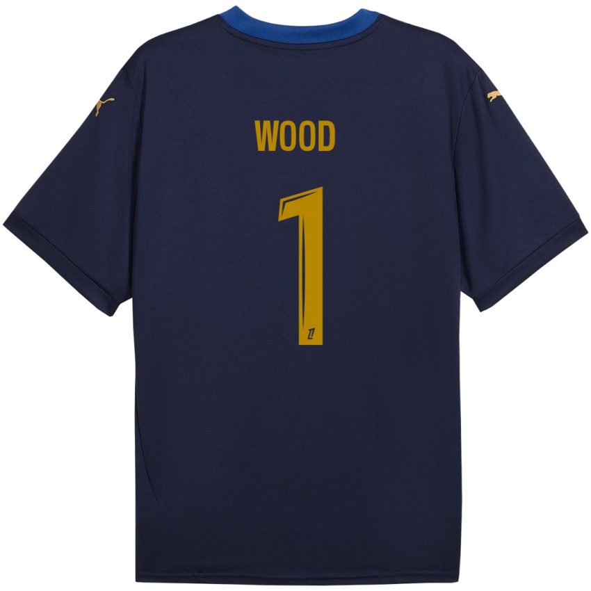 Niño Camiseta Mackenzie Wood #1 Azul Marino Dorado 2ª Equipación 2024/25 La Camisa Chile