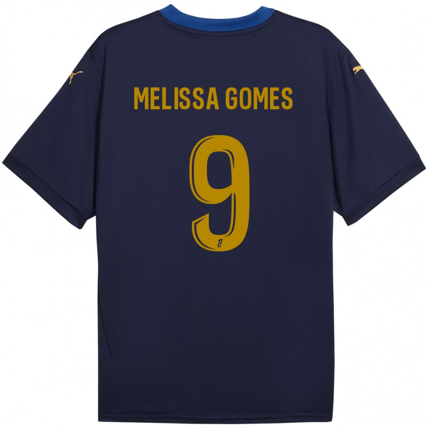 Niño Camiseta Melissa Ferreira Gomes #9 Azul Marino Dorado 2ª Equipación 2024/25 La Camisa Chile