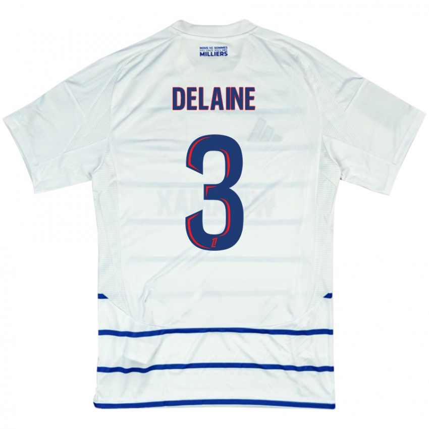 Niño Camiseta Thomas Delaine #3 Blanco Azul 2ª Equipación 2024/25 La Camisa Chile