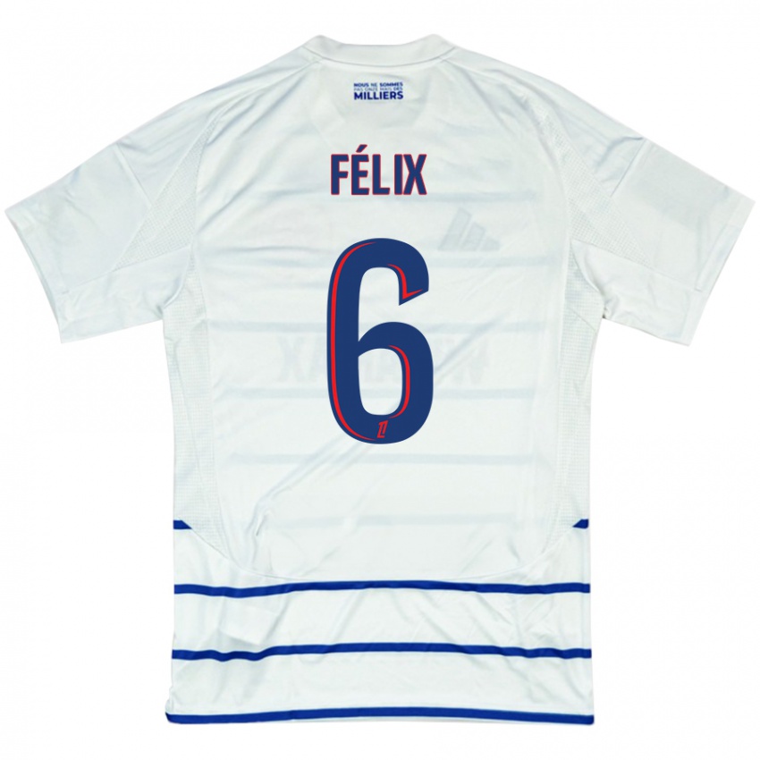 Niño Camiseta Félix Lemaréchal #6 Blanco Azul 2ª Equipación 2024/25 La Camisa Chile