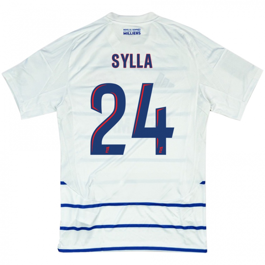 Niño Camiseta Abakar Sylla #24 Blanco Azul 2ª Equipación 2024/25 La Camisa Chile