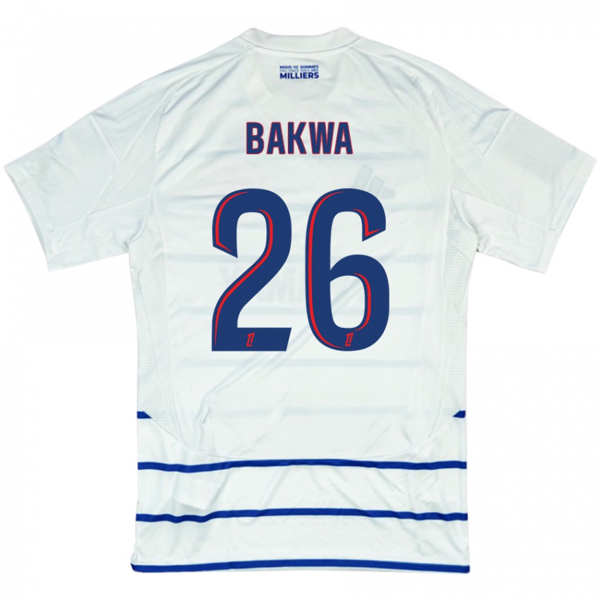 Niño Camiseta Dilane Bakwa #26 Blanco Azul 2ª Equipación 2024/25 La Camisa Chile