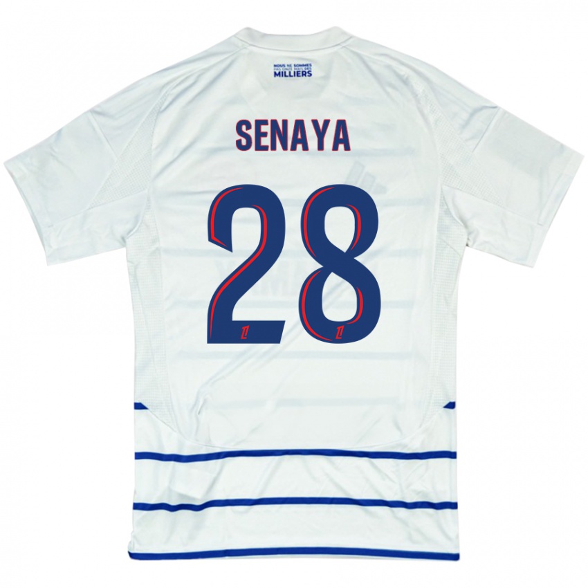 Niño Camiseta Marvin Senaya #28 Blanco Azul 2ª Equipación 2024/25 La Camisa Chile