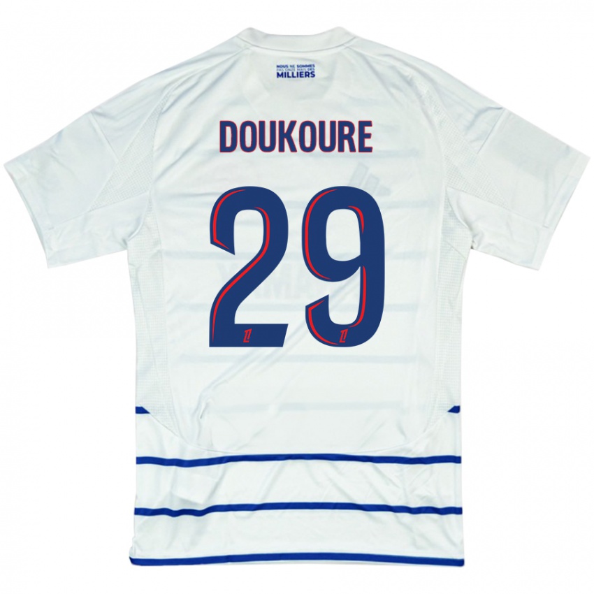 Niño Camiseta Ismaël Doukouré #29 Blanco Azul 2ª Equipación 2024/25 La Camisa Chile