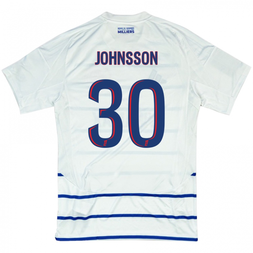 Niño Camiseta Karl-Johan Johnsson #30 Blanco Azul 2ª Equipación 2024/25 La Camisa Chile