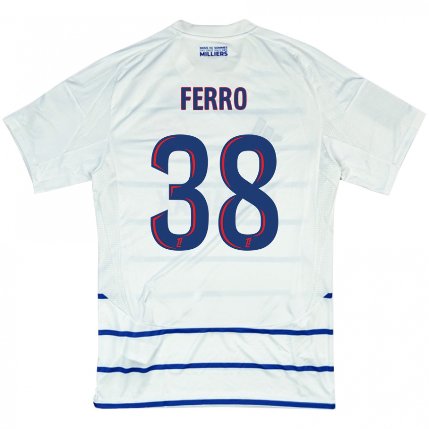 Niño Camiseta Nolan Ferro #38 Blanco Azul 2ª Equipación 2024/25 La Camisa Chile