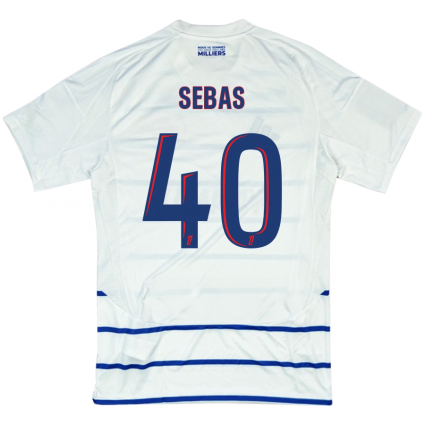 Niño Camiseta Jérémy Sebas #40 Blanco Azul 2ª Equipación 2024/25 La Camisa Chile