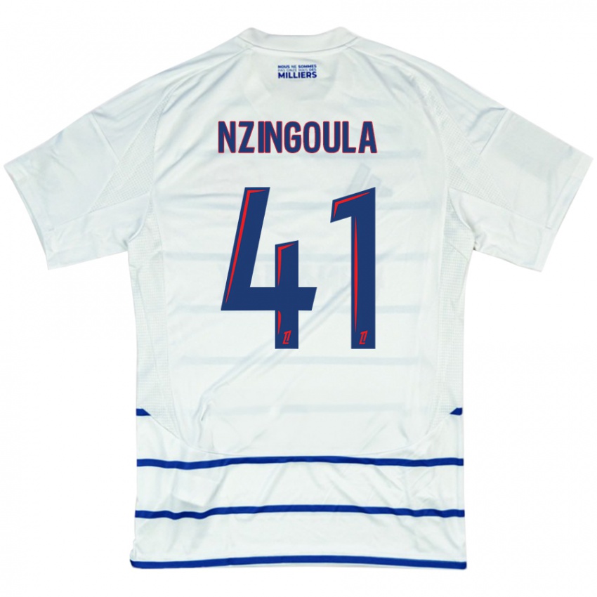 Niño Camiseta Rabby Nzingoula #41 Blanco Azul 2ª Equipación 2024/25 La Camisa Chile